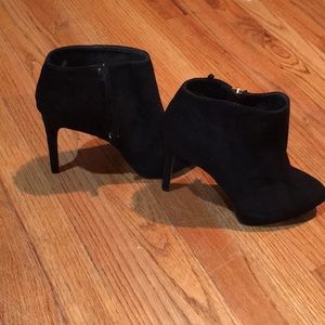 Black faux suede ankle booties
